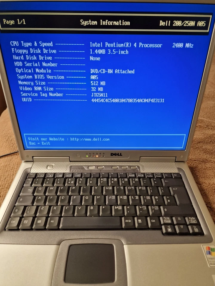 Vtg Laptop Dell SmartPC 250N PP06L Pentium 4 2400MHz Untested Read Description - Image 2 of 4