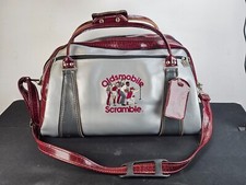 Vintage Grey Leather Travel Duffle Tote Bag O...