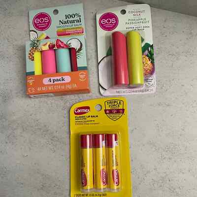 Eos Lip Balm and Carmex - 3 Pack, 9 Sticks
