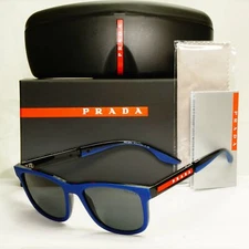 Prada Sunglasses Blue Black Square Red Stripe Mens SPS 04X 02S-06F PS04XS