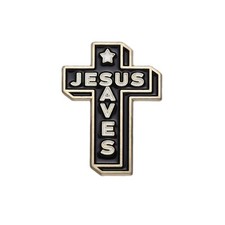 Jesus Saves Cross Christian Enamel Lapel Pin Faith Religious Jacket Brooch