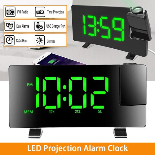 LED FM Radiowecker mit Projektion Digital Funkuhr Dimmbar Tischuhr Alarm USB - Bild 7 von 18