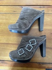 NWOB JUICY COUTURE Women's Colette Mule Clog Platform Heels BROWN Size 6
