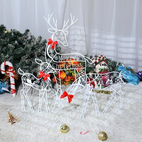 3Pc Originali Lighted Deer Reindeer Family Lighted Deer Christmas Decor With Led - Picture 3 of 6