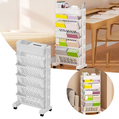 5/6 Tiers Removable Book Rack Large Capacity Rotatable Movable ...