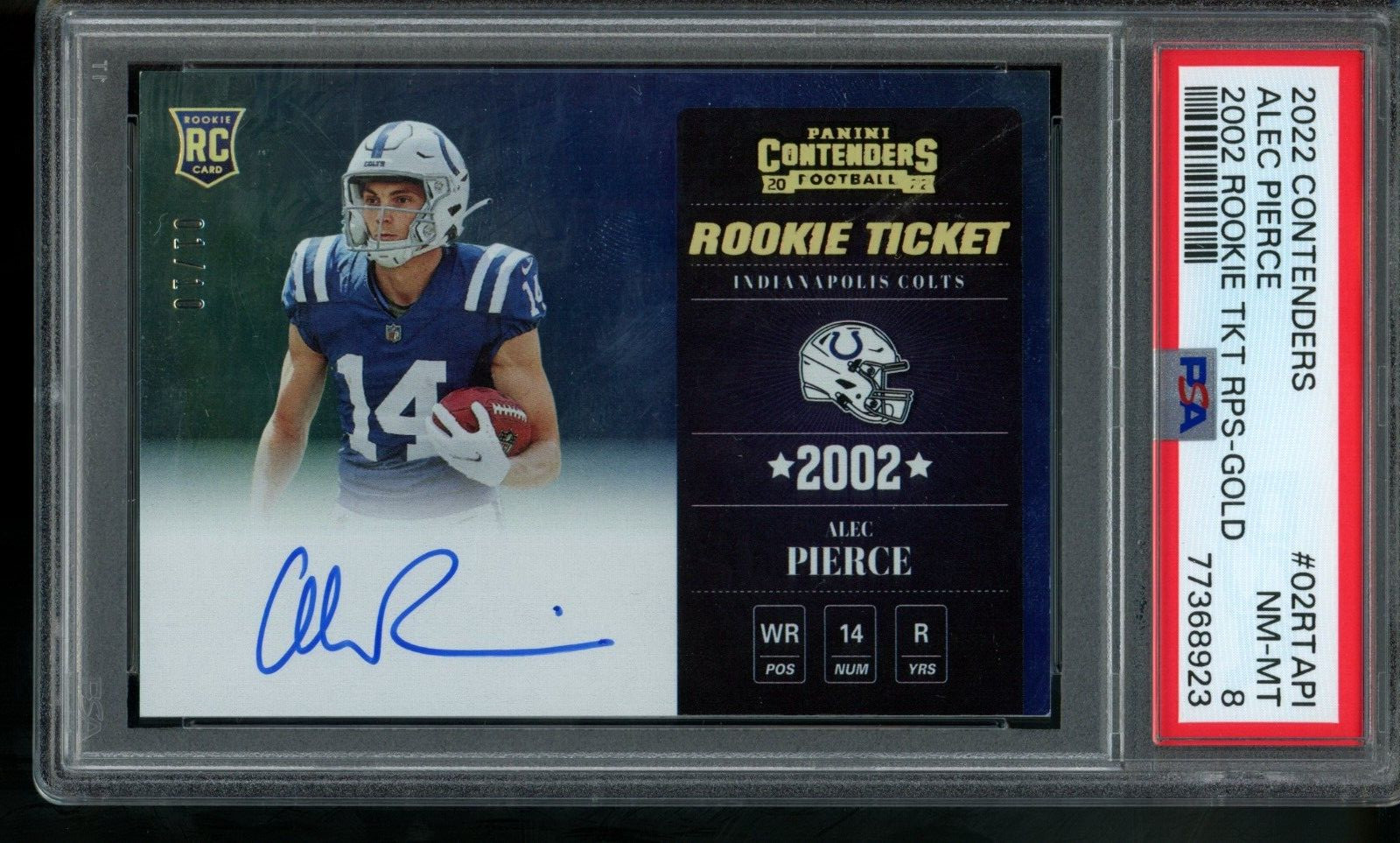 Alec Pierce Panini Contenders 2002 Rookie Ticket Rps #02RTAPI Gold