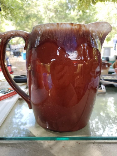 Vintage McCoy Pottery Brown Drip Glazed 8.5" Tall Pitcher USA #7011