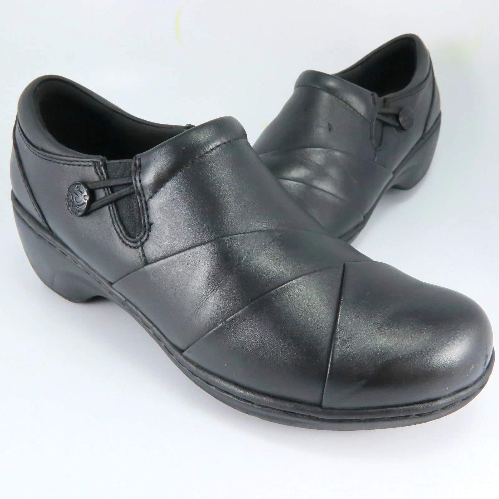 Mocassini Clarks GENETTE LOOP donna taglia 7M neri in pelle con zip laterale slip on