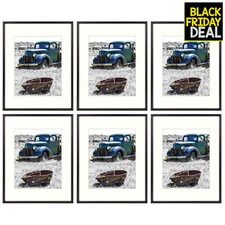 6 Pack 11x14 Black Aluminum Photo Frame Set for 8x10 Pictures & Awards