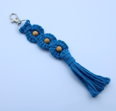 Handcrafted Macramé Three Flowers Keychain