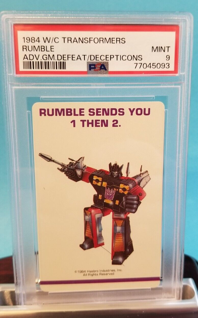 💥1984 PSA MINT 9 RETIRED RUMBLE 1st Print Card Transformers G1 Hasbro💥
