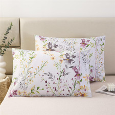 100 Cotton Pillowcases Set of 2 Queen Size Floral Printed Pillow Cases Soft Bre