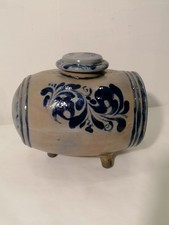 Ancien vinaigrier en grès Alsace BETSCHDORF tonneau tripode 4 litres