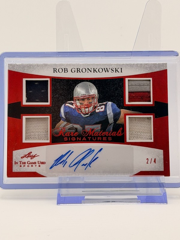 24 Leaf In The Game Used Rare Materials Auto #RMS-RG1 Rob Gronkowski 2/4