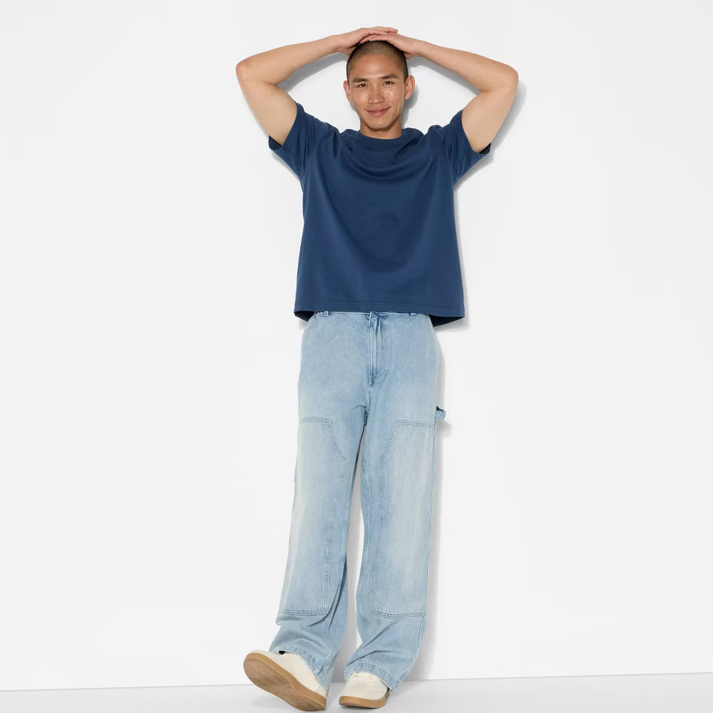 Mens Baggy Carpenter Pants - Original Use Light Wash Denim 34x30 2690₽