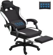Ergonomic Black Gaming Chair Massage Lumbar Support Adjustable Reclining Footres
