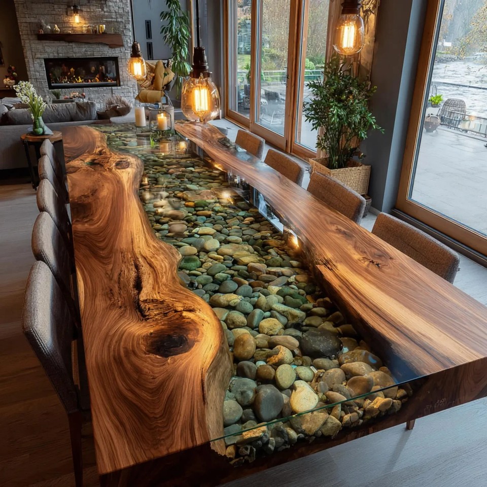Handmade Live Edge Epoxy Dining Table, Custom Resin River Table | eBay