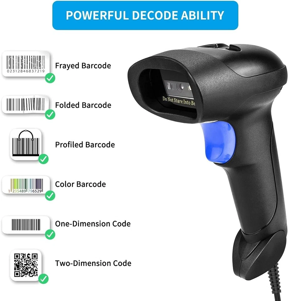 2D Barcode Scanner Kabelgebunden QR Data Matrix USB für PC Mac Laptop - Bild 4 von 4