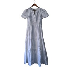 NWT Quince 100% Organic Cotton Poplin Tiered Maxi Dress White Women's Size Small