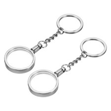 27mm Metal Coin Holder Keychain, 2Pcs Coin Case with Key Ring, Silver