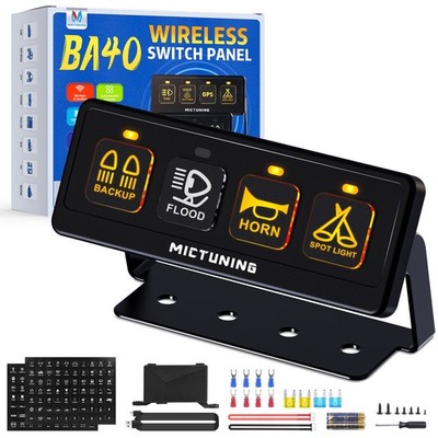 MICTUNING Wireless 4 Gang Switch Panel 12v 24v Circuit Control Relay System Box