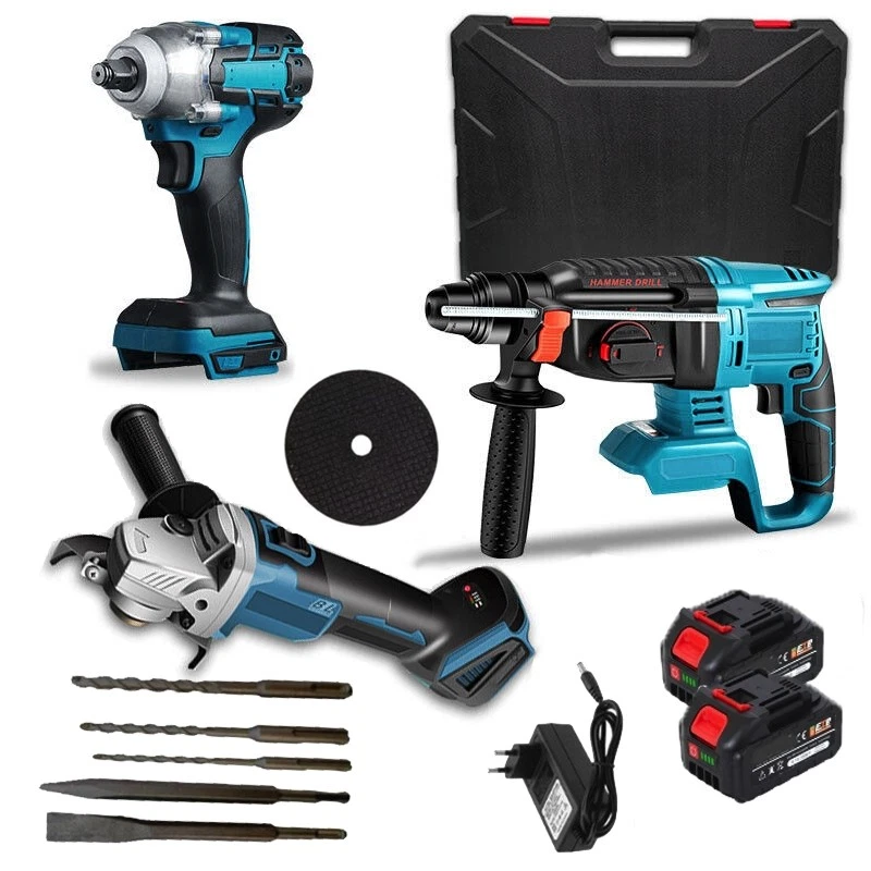 Kit 3 in 1 Trapano Tassellatore, Smerigliatrice, Avvitatore impulsi a batteria