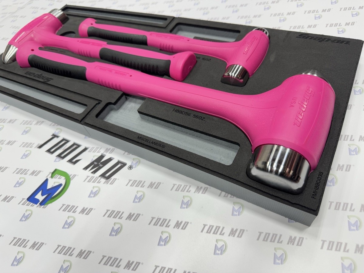 Snap-on Tools NEW 3pc ELECTRIC PINK Dead Blow Ball Peen Hammer Set