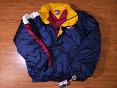 Tommy Hilfiger Down Puffer Jacket NWT Deadstock Navy Colorblock Men's M