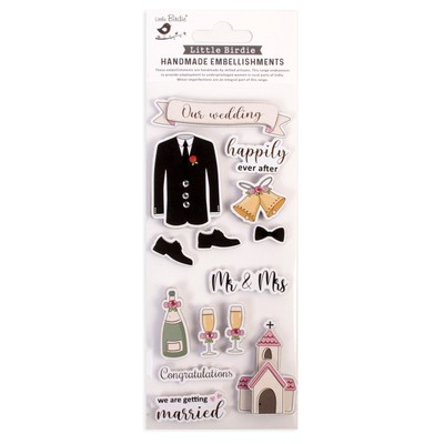 6er Pack Little Birdie Glitzer Handarbeit Verzierung 14/Pkg-Tie The Knot CR95639
