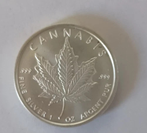 Silver Bullet Silver Shield Cannabis 2015 1 oz .999 Fine Silver Round
