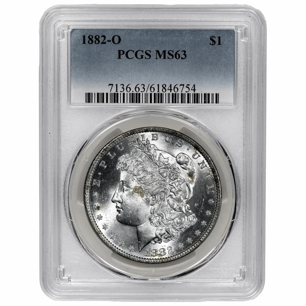Silver MS 63 Graded 1882 Year Morgan US Dollars (1878-1921) for