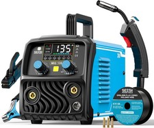135A Flux Core MIG Welder,110V Gasless Flux Core/Lift Tig/Stick 3 in 1 Portable