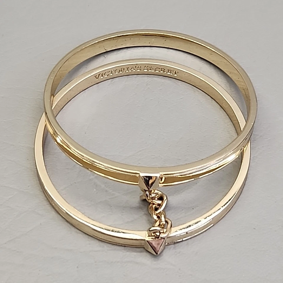 Victoria Secret Double Bangle Bracelet Handcuffs Gold Tone 7.75" - Image 3 of 4