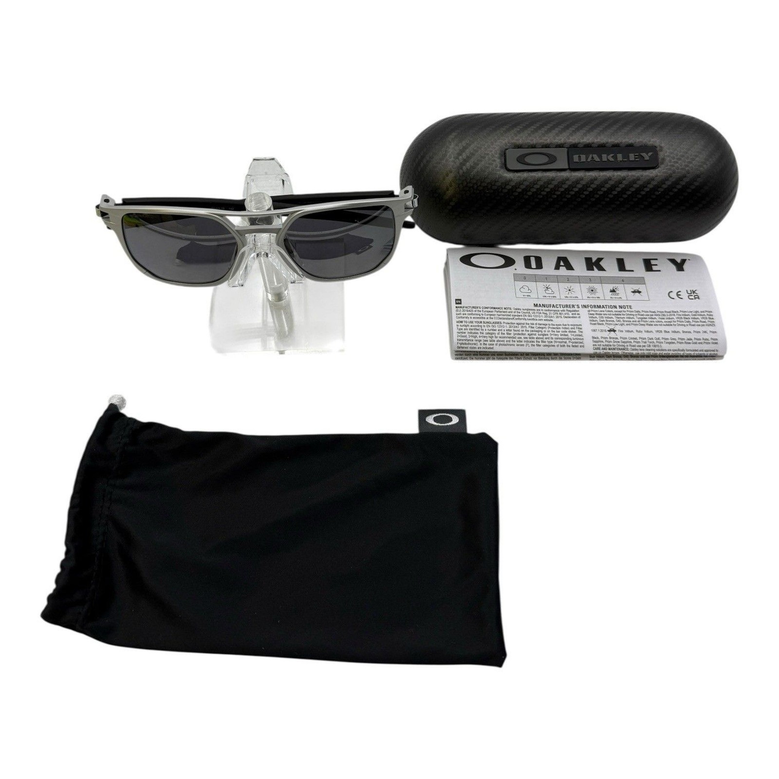 OAKLEY Latch Alpha Men's Polarized Sunglasses Matte Silver/Prizm OO4128-0153