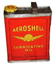 AEROSHELL  oil can oil tin / shell gulf texaco sinclair ford oilzum  enamel sign