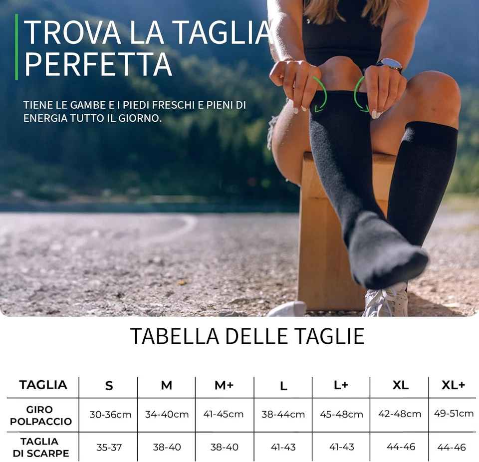 Calze a Compressione Graduata, Calzini Medicali, Uomo E Donna, Cotone Biologico - Immagine 2 di 4