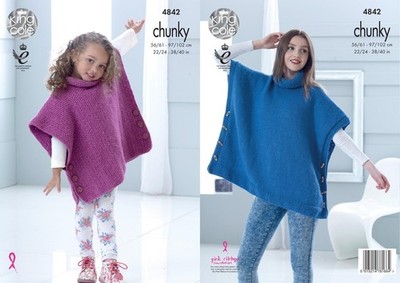 King Cole 4842 Damen Mädchen Tabbards STRICKMUSTER Grobstrickgarn Größe 22-40