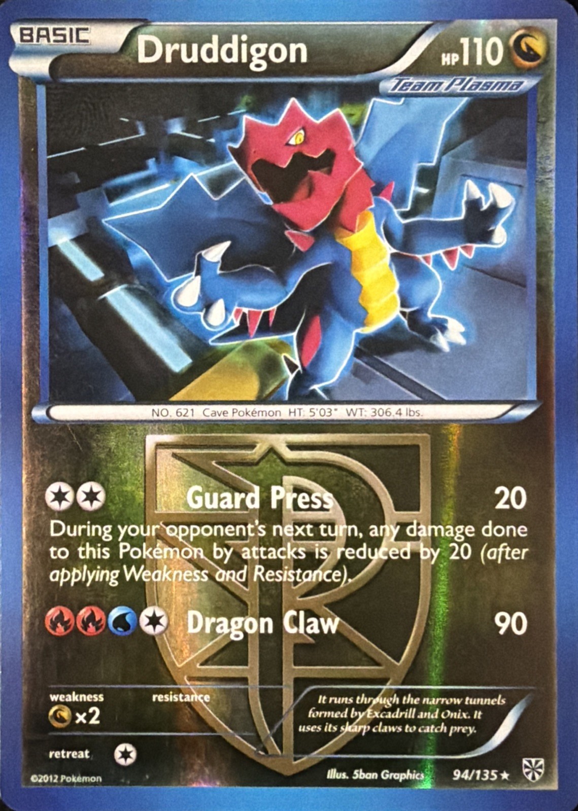 Druddigon 94/135 Plasma Storm Reverse Holo Rare LP