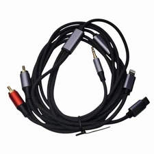 3-in-1 Audio Cable 6.6FT – USB-C Lightning /3.5mm to RCA Adapter Cord