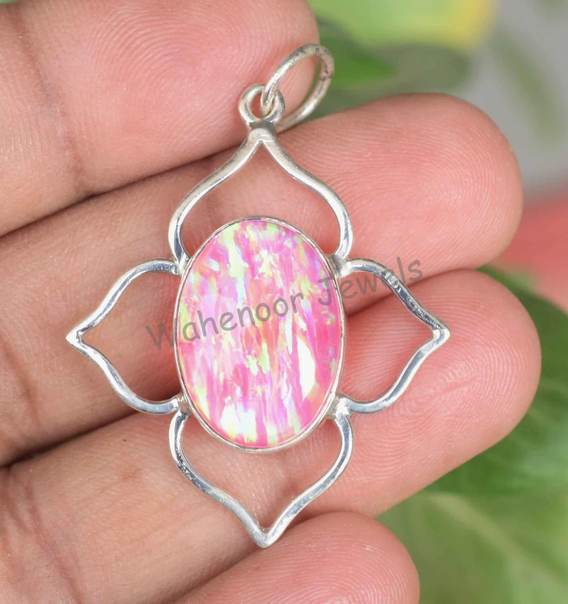 Ciondolo pietra preziosa rubellite rosa naturale vintage in argento