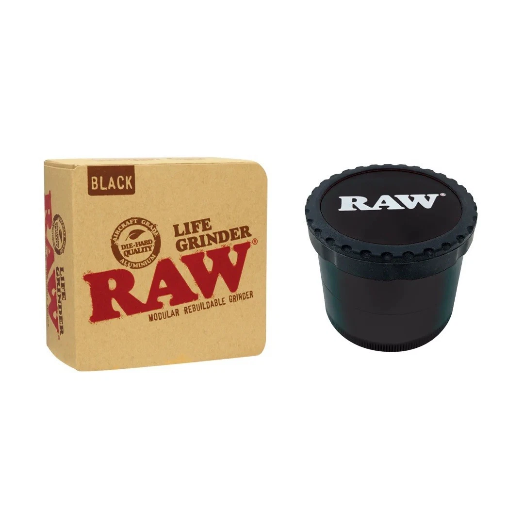 RAW LIFE Herb Spice Tobacco Hand Grinder 4 Rolling Smoking Papers Glass Pipes B