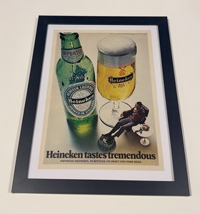 Heineken VTG 1973 Framed Print 9x12 “ Heineken tastes tremendous”