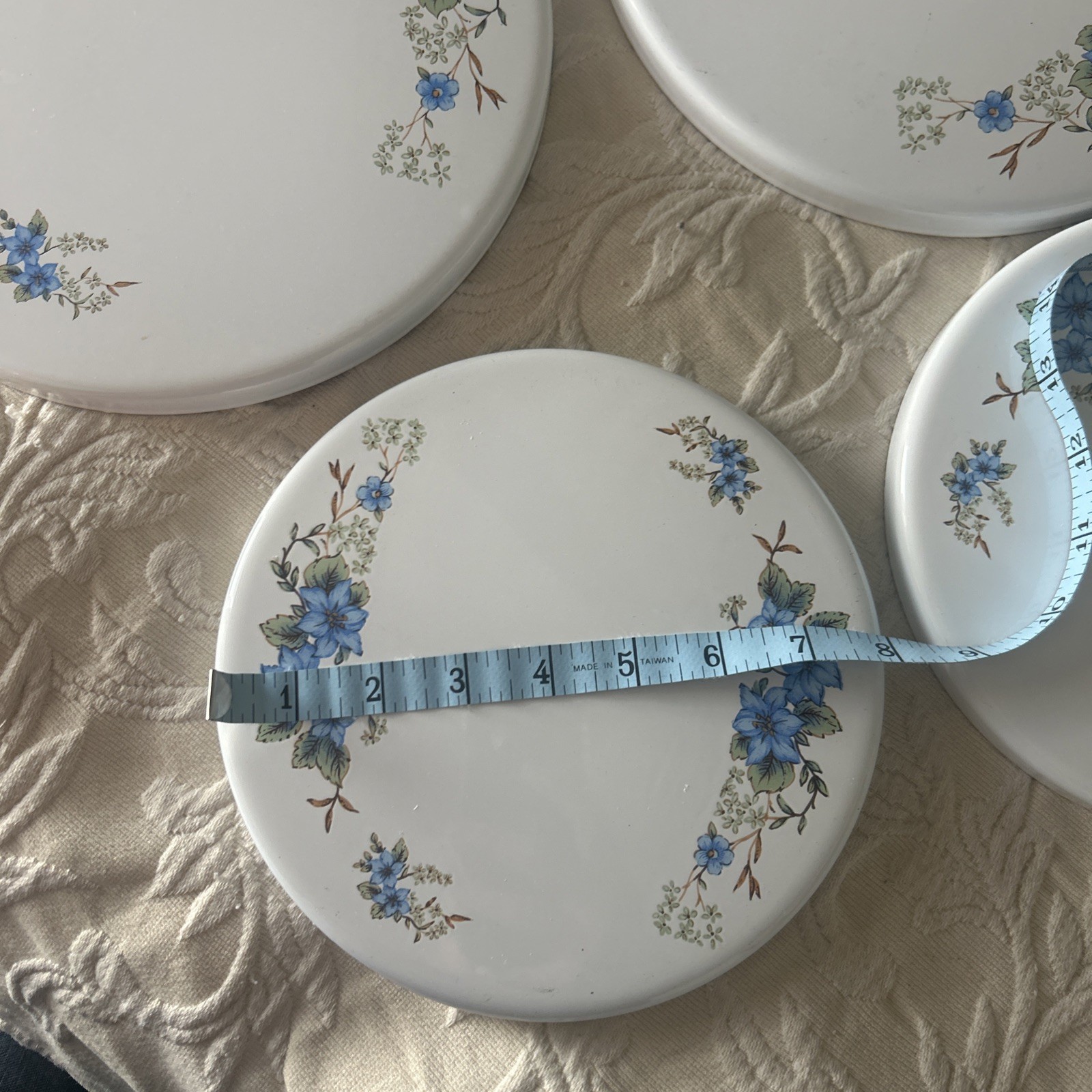 Set Of 4 Steel Stovetop Burner Covers 2-10", 2-8" Blue Flowers On Vine Free Ship