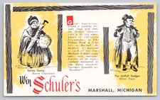 Postcard Schuler's Restaurant in Marshall, MI.