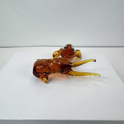 VTG Collectible Amber Hand Blown Art Glass Deer Doe & Fawn Mini Figures - READ - Picture 7 of 20