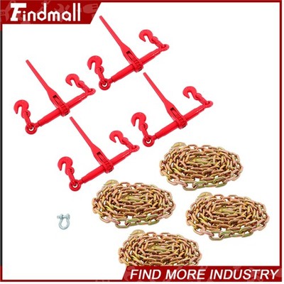 Findmall 4 PC Ratchet Load Binder 3/8''-1/2'' Chain Binder Kit 10FT G80 Hook Chain