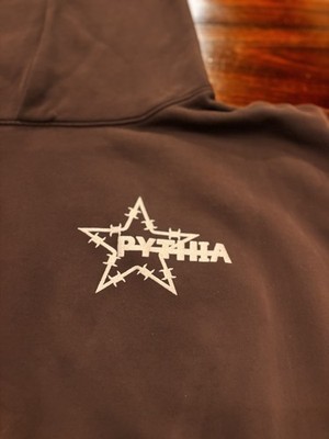 PYTHIA Men's Brown Cotton Fleece Pullover Hoodie Barbed Wire Star Logo