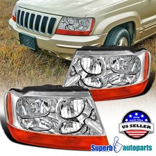 Fits 1999-2004 Jeep Grand Cherokee Headlights Headlamps Turn Signal Lights 99-04