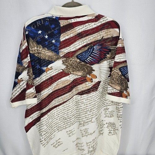 Cotton Traders Sport Polo Men's XL Declaration of Independence Flag Eagle - Picture 2 of 3