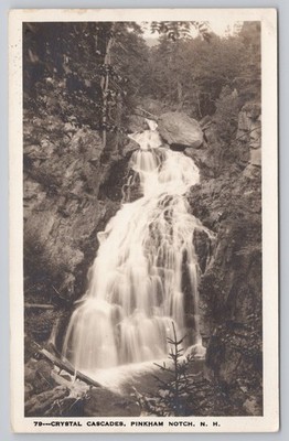 Crystal Cascades Pinkham Notch White Mountains New Hampshire RPPC Postcard
